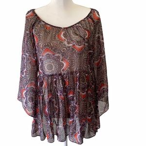 Women’s AB Studio Top Multicolor Sheer Blouse M